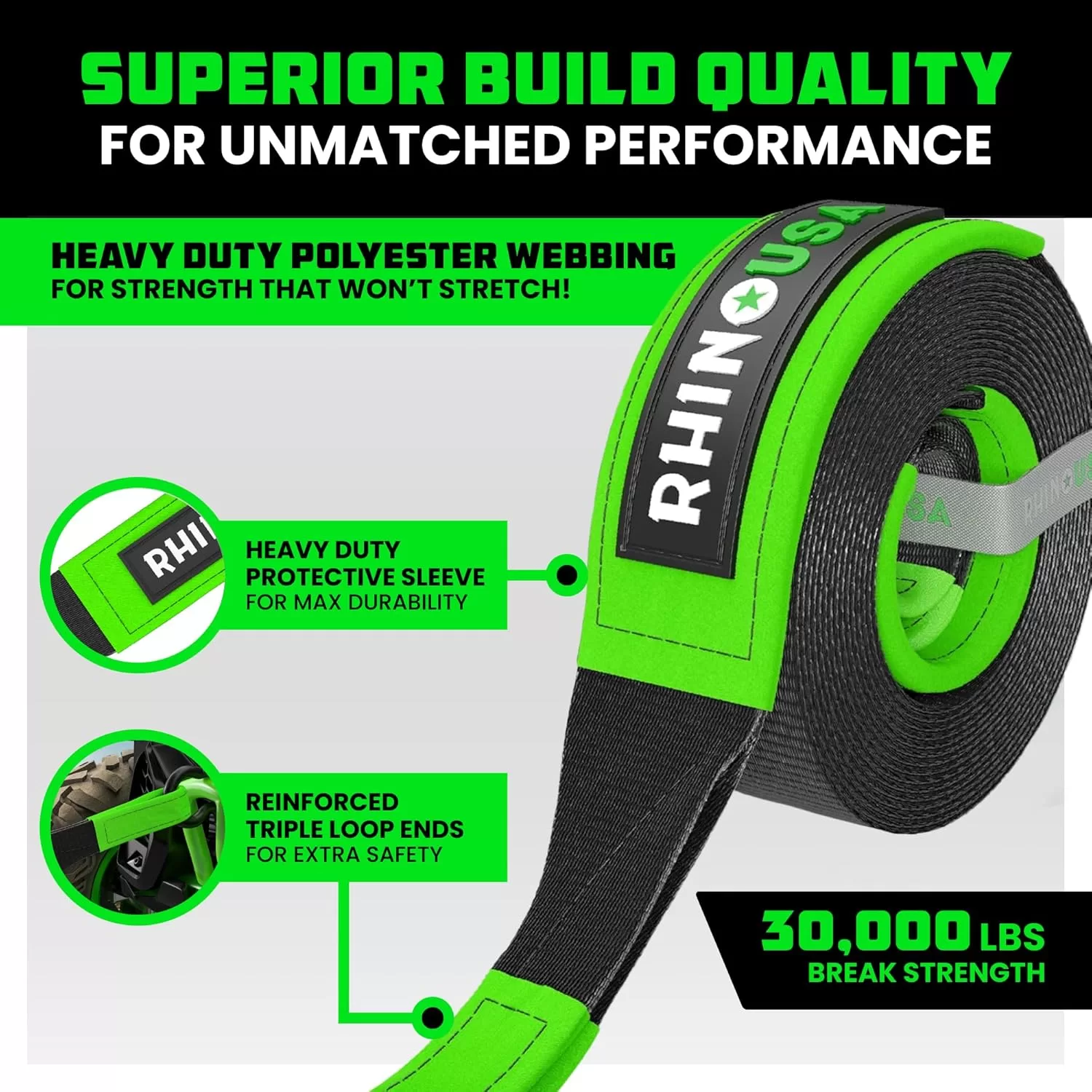 Rhino USA Heavy-Duty Recovery Strap (3″ x 20′) | 31,518lb Overland Gear Guide Rhino USA Heavy-Duty Recovery Strap (3″ x 20′) | 31,518lb Overland Gear Guide