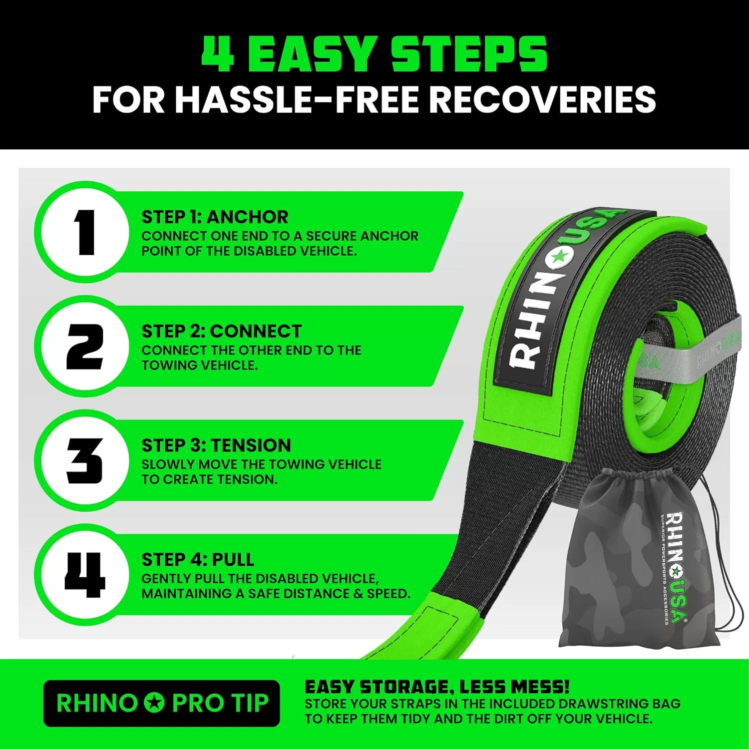 Rhino USA Heavy-Duty Recovery Strap (3″ x 20′) | 31,518lb Overland Gear Guide Rhino USA Heavy-Duty Recovery Strap (3″ x 20′) | 31,518lb Overland Gear Guide