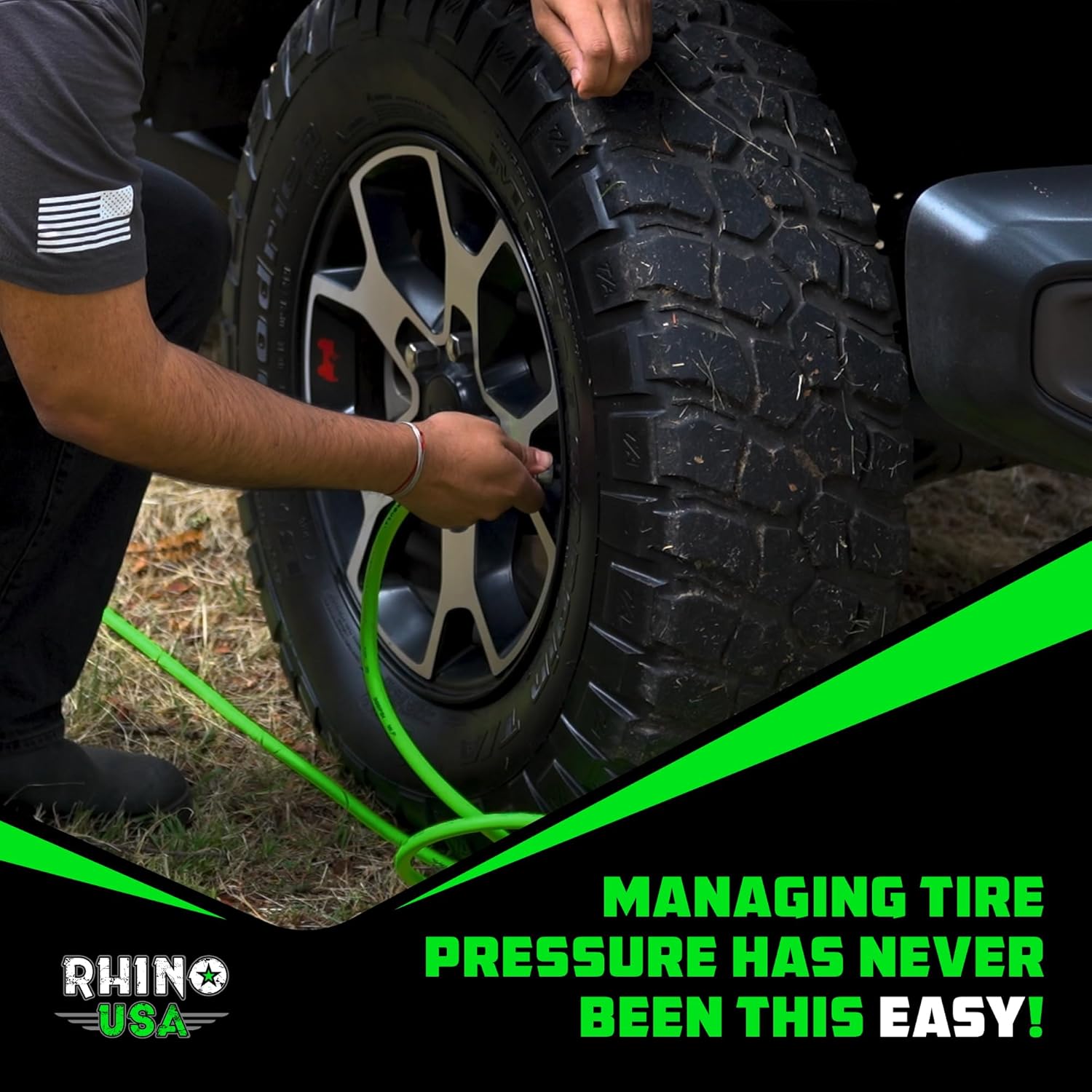 Rhino USA 4-Tire Inflation System | 4-Way Hose Kit with On/Off Slide Valve | Fits 155″ Wheelbase (Truck, Car, Trailer) Overland Gear Guide