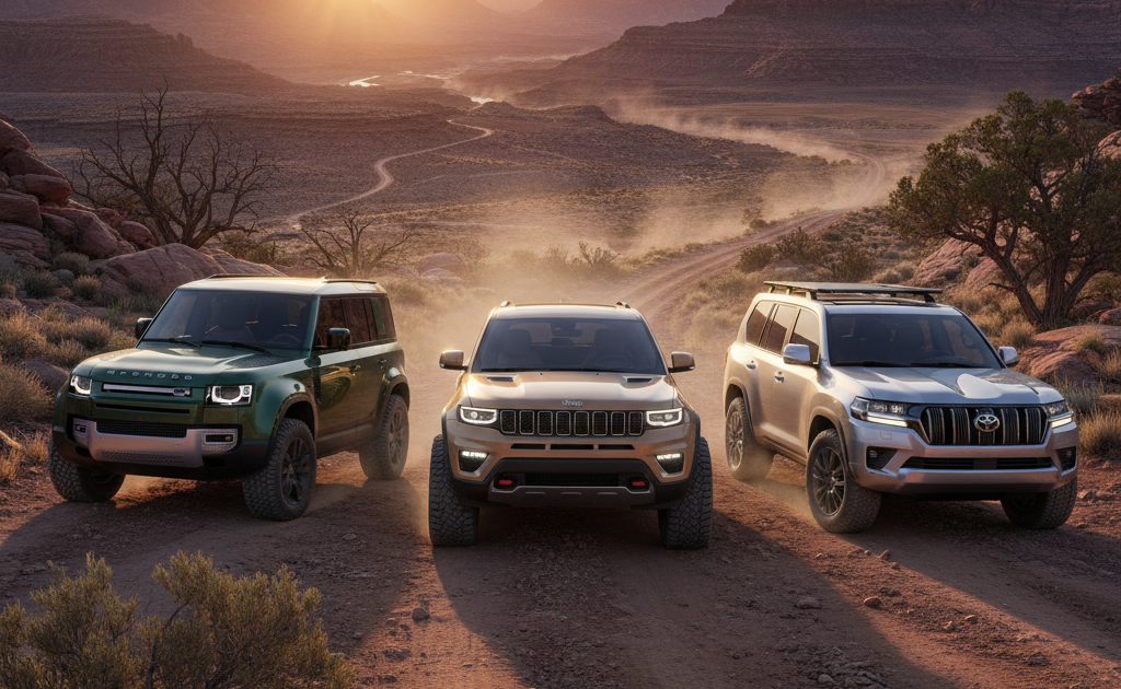 A line up of Stock 4x4 Off-Road vehicles