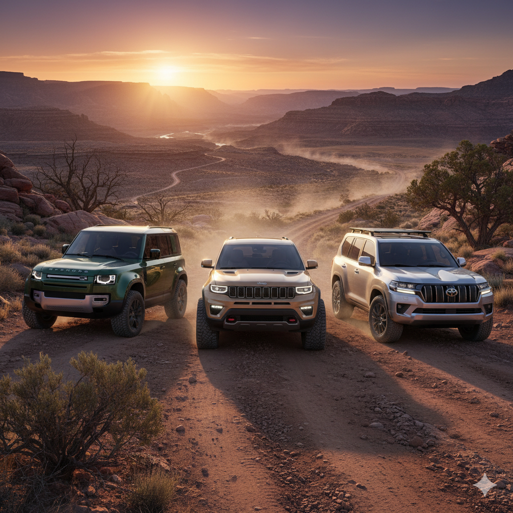 A line up of Stock 4x4 Off-Road vehicles