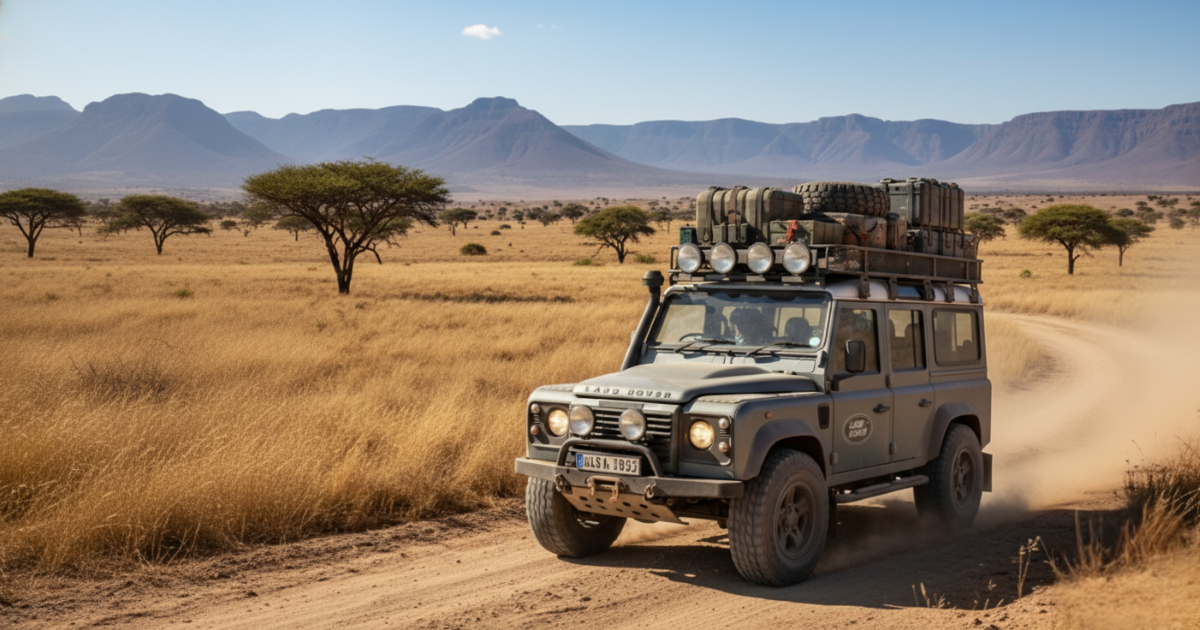 a land rover defender overlanding in Africa