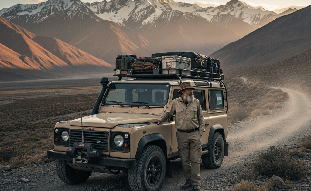 A land rover defender on a mountain terrain Overland Gear Guide Rusty Overland Skills Coach